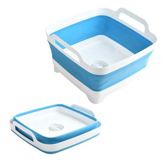 Collapsible BucketWash BucketCollapsible Wash BasinCollapsible Dish TubCollapsible BasinSpace Saving Multiuse Foldable Sink Tub 9L Camping Sink Foldable Kitchen Sink Basin (Blue)