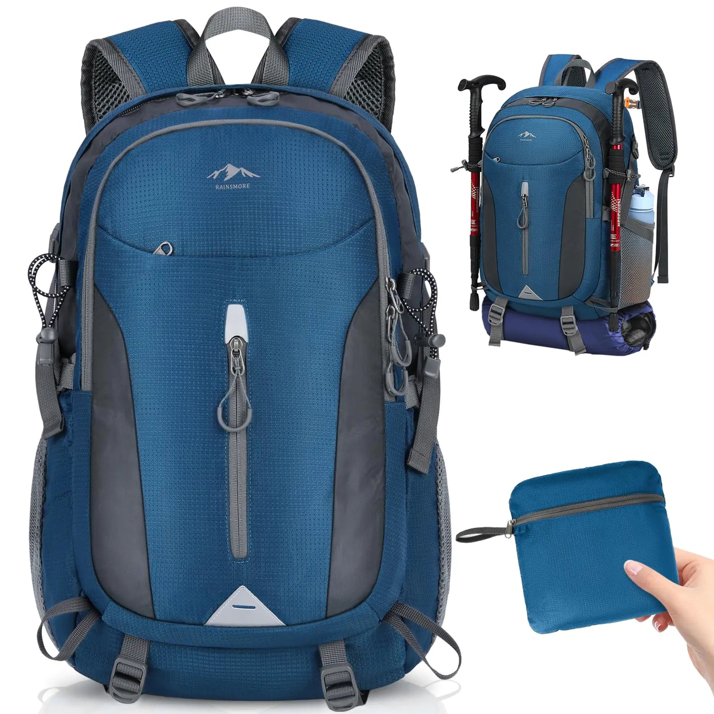 RAINSMORE Hiking Backpack 40L Lightweight Backpack Packable Backpack Water Resistant Hiking Daypacks Hiking Bag Men Women for Camping Climbing Travel Sport